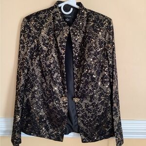R&M Richards Black and Gold Lace Blazer